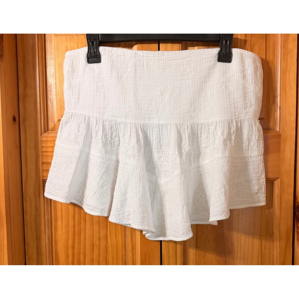 NWT American Eagle White Cotton Gauze Tiered Embroidered Mini Skirt Eyelet M